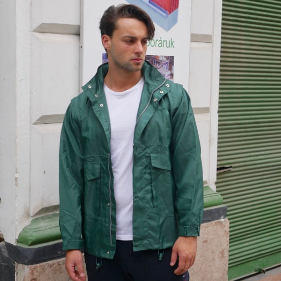 cortavientos verde chaqueta de nylon vintage - Etsy España
