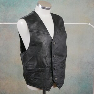 Black Leather Vest, 90s European Vintage, Size Large, 42 to 44 US/UK - Etsy