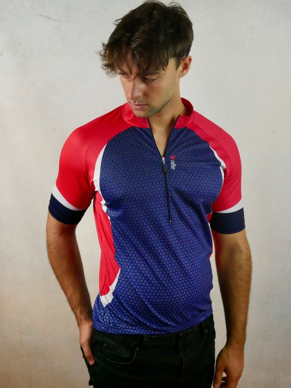 Cycling Jersey 90s Red White and Blue Italian Vintage Biking 