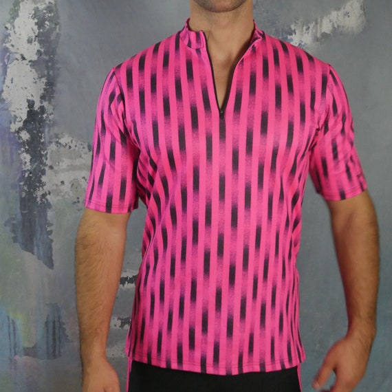 1990s Cycling Jersey & Shorts, Black and Pink Bik… - image 2