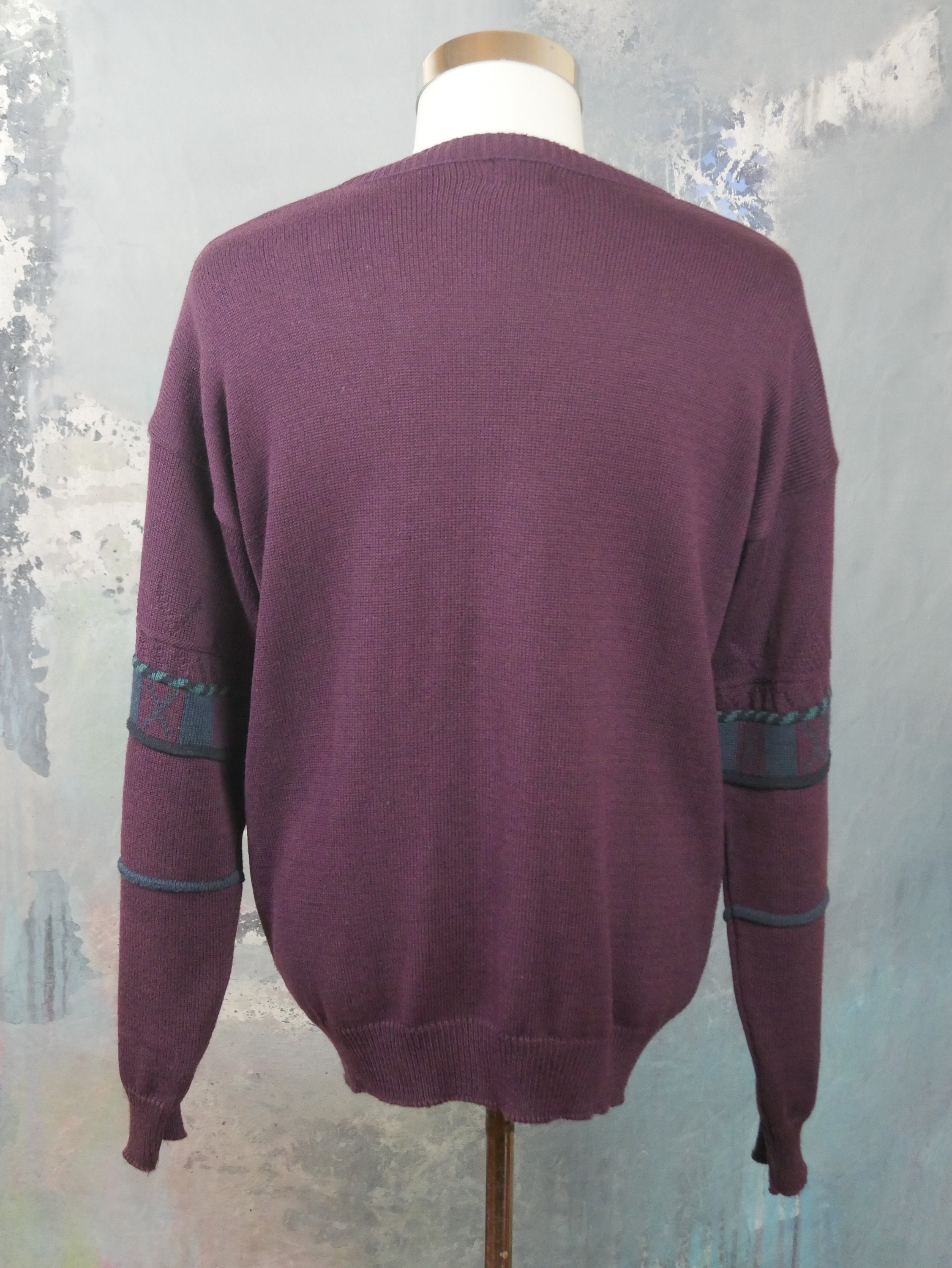 Vintage wool sweatshirt mauve cardigan XL