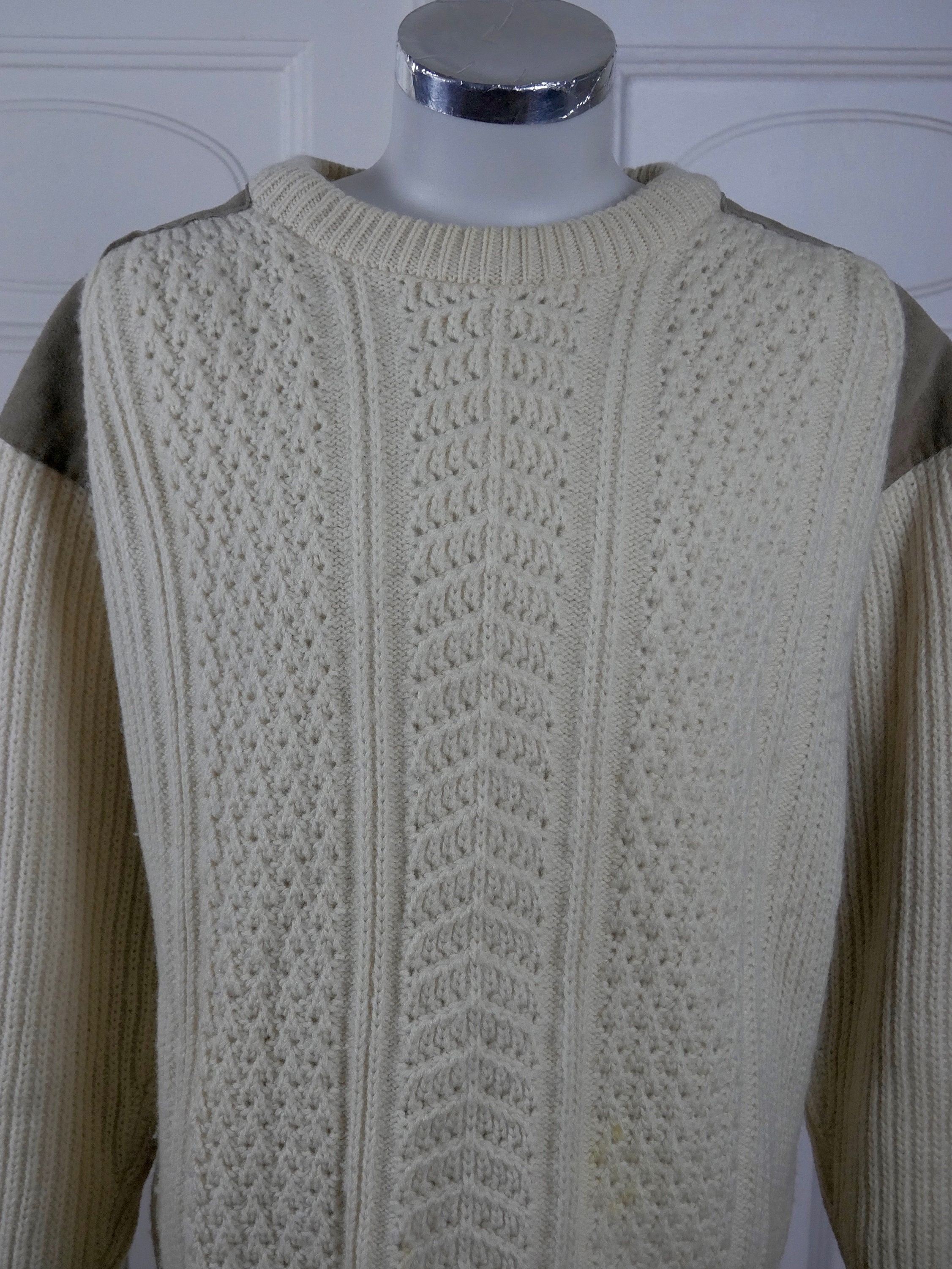 Fisherman Sweater British Vintage Aran Style Soft Wool Crew | Etsy