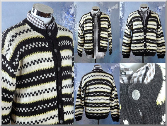 black and cream cardigan