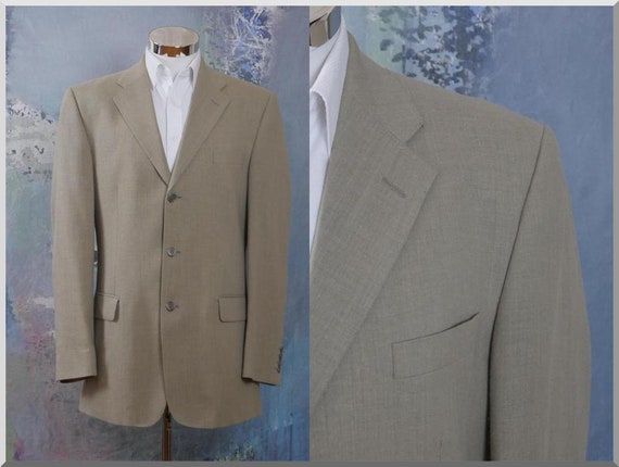 1990s Beige Blazer, Linen Blend Matti Collection … - image 1