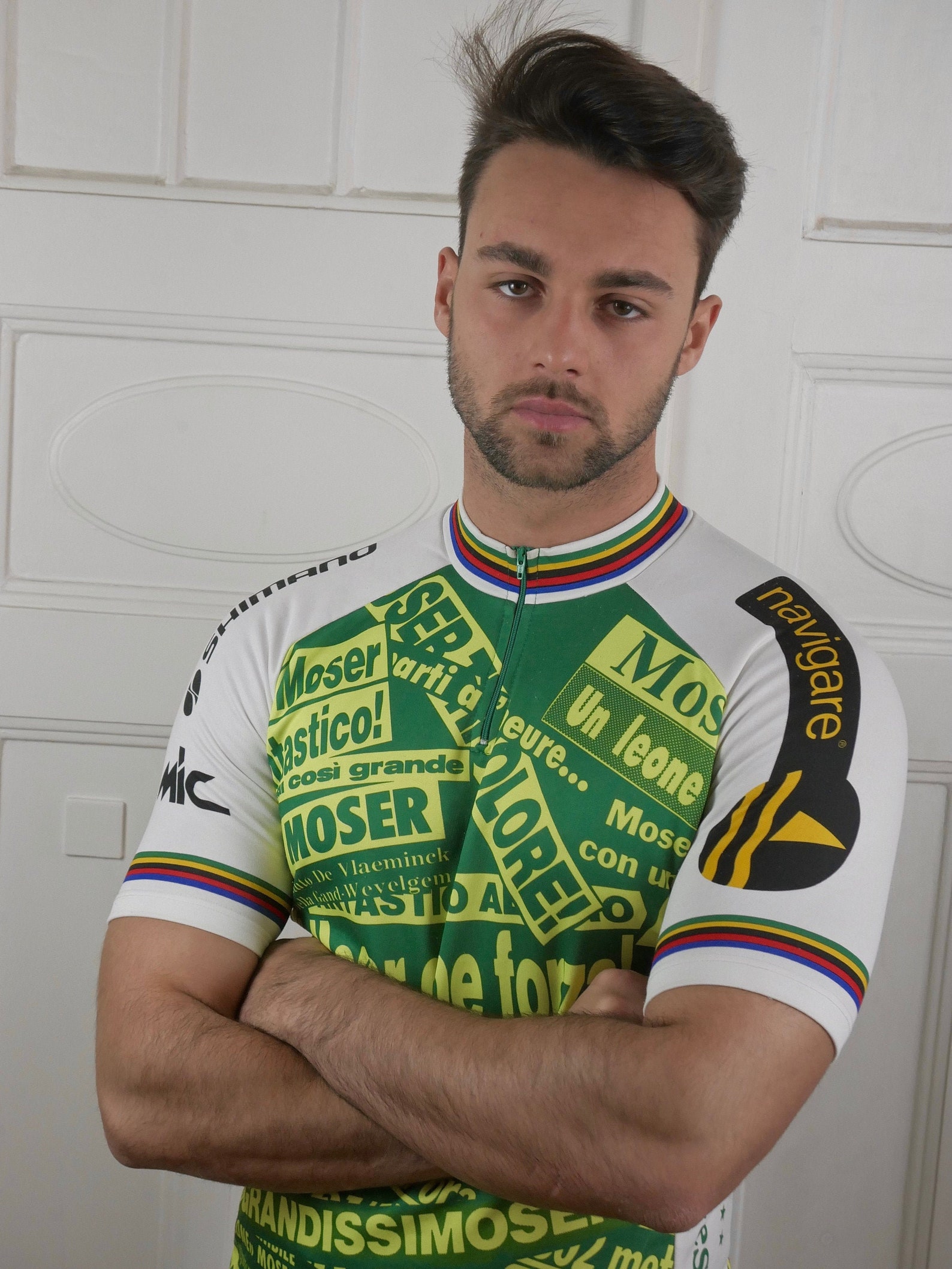 Italian Cycling Jersey 1990s Vintage White Green Yellow Etsy UK