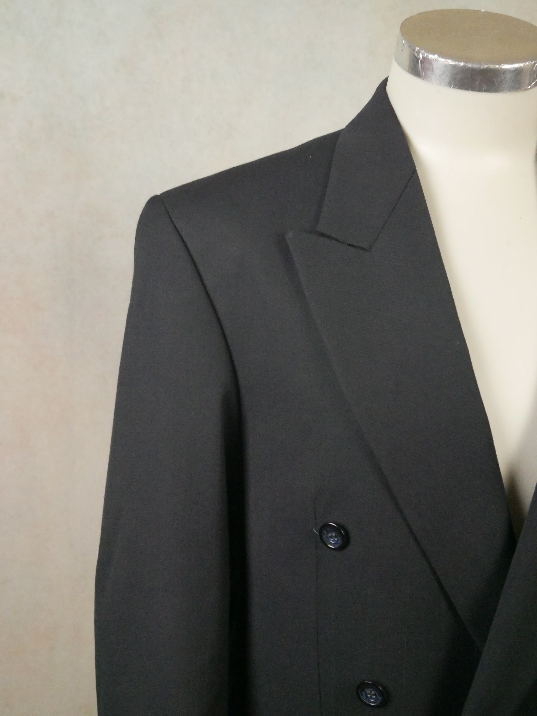 Navy Blue Double-breasted Blazer European Vintage Wool Blend - Etsy