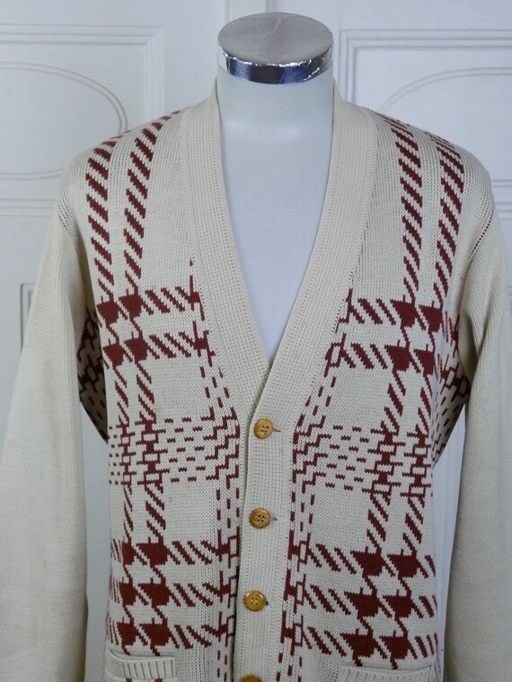 Vintage Cardigan, Creamy Beige Cotton Wool Blend … - image 4