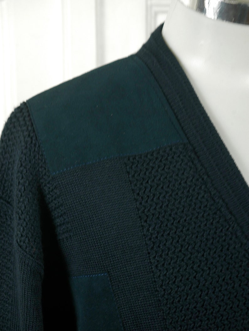 Navy Blue Cardigan 1990s European Vintage Wool Blend Knit Sweater Size 4648 Short Retro Menswear