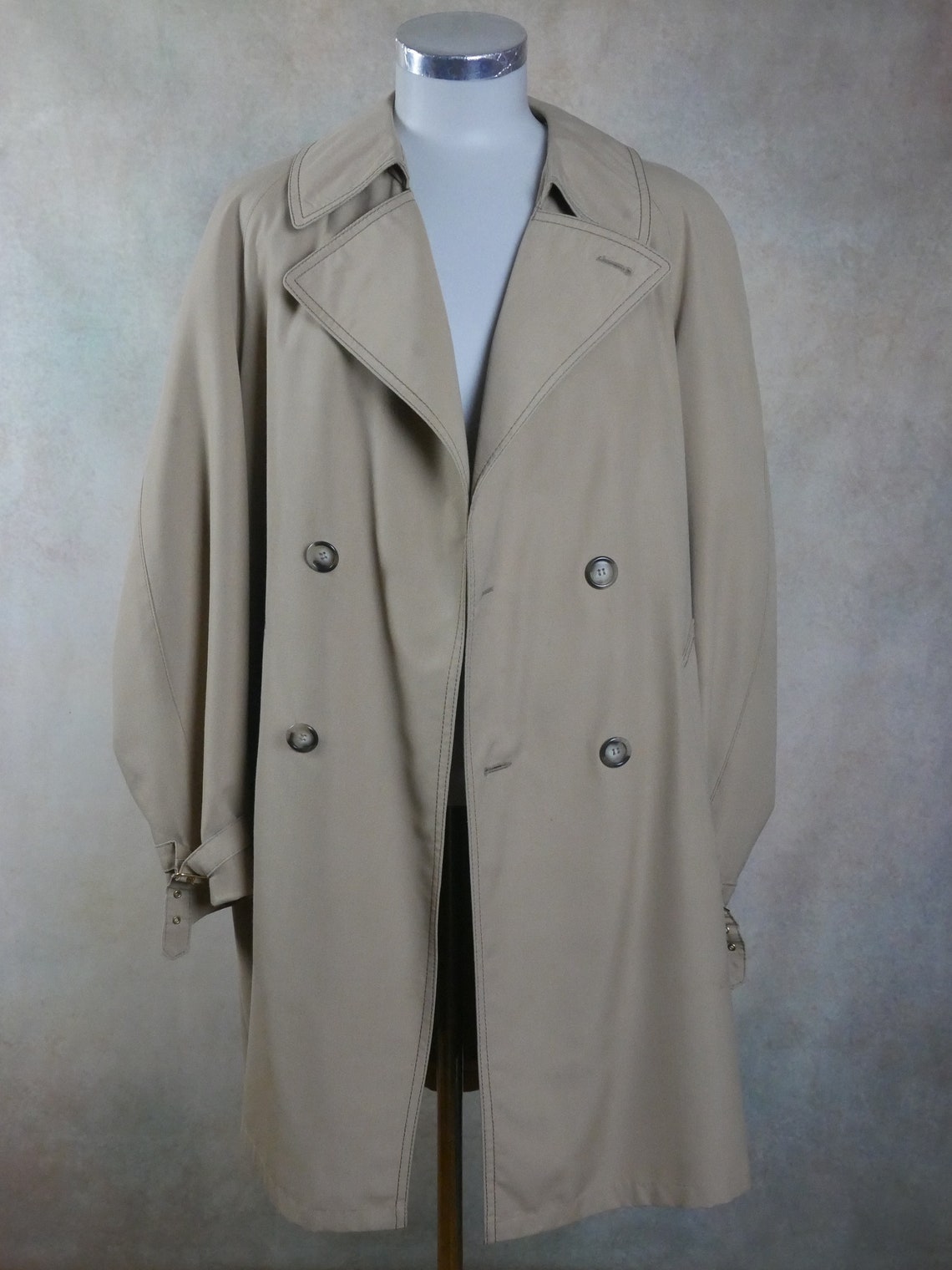Vintage 1970s Long Beige Trench Coat