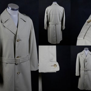 80s Vintage Trench Coat, Cream Duster Overcoat