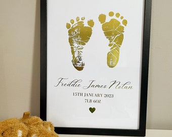 Foil Footprint Art Print: Personalized Baby Keepsake
