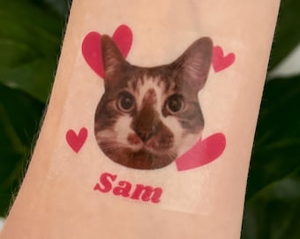 Custom Pet Face Temporary Tattoos: Personalised Dog/Cat Birthday Party Favours