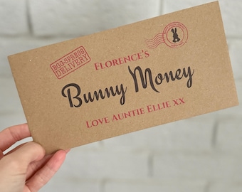 Personalised Bunny Money Envelope | Easter Cash Gift Holder | Custom Name & Message