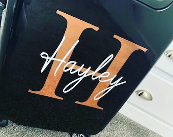 Suitcase STICKER Initials Name Personalised Decal Vinyl