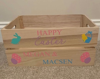 STICKER For Easter Treat Box Crate DIY Personalised Vinyl Decal Name Bunny