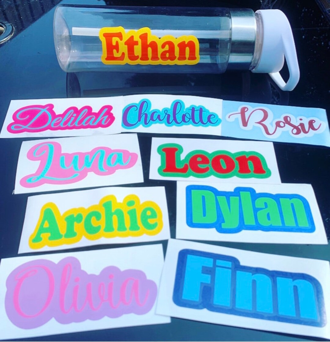 Personalised Name Vinyl Decal: Water Bottle, Lunch Box Sticker - Etsy UK