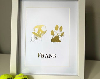 Personalised Dog Paw Print Foil Art - Pet Memorial Gift