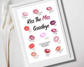 Kiss The Miss Goodbye Print: Hen Do Keepsake (Print Only)