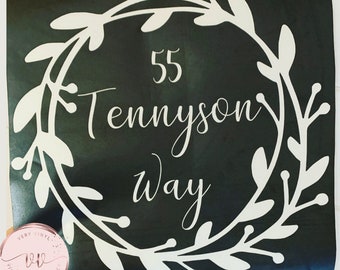 Wheelie Bin House Numbers Street Stickers Dustbin Sticker Vinyl Wreath