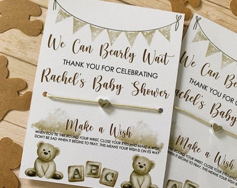 Teddy Bear Baby Shower Wish Bracelet Favor: Personalized Charm