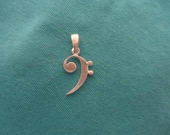 Bass clef pendant, small, gold plated