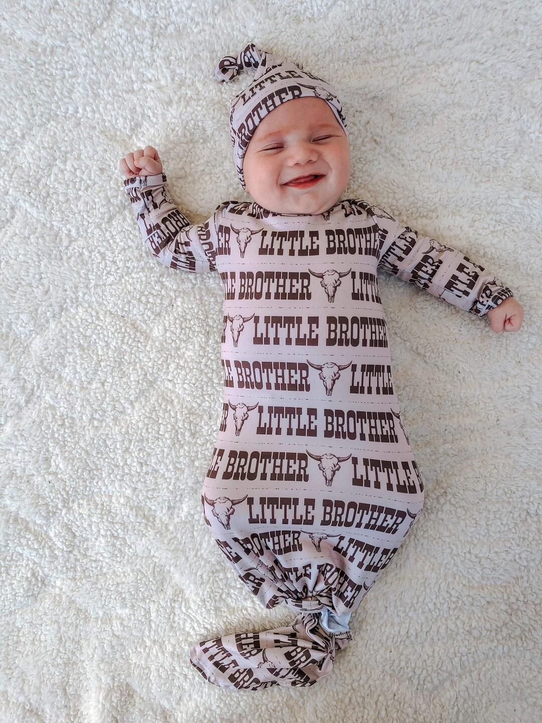 Baby Gown, Knotted Gown, Tie Gown With Hat, Western Gown, Baby Going