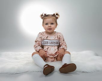 Gril romper, Wielkanoc, Jezus mnie kocha, haft