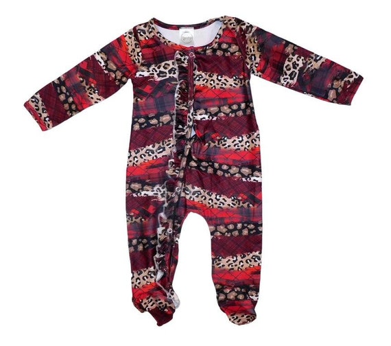 Maroon Leopard Sleeper, Footie Sleeper, Leopard, Baby Sleeper