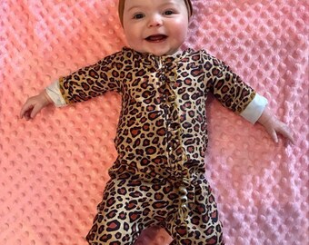 leopard print baby sleeper