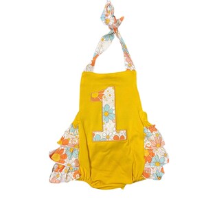 Pierwsze urodziny, Romper Party Smash Cake Photo prop, Jeden, Urodziny, retro pierwsze urodziny, falbaniasty kombinezon, retro urodziny dziecka