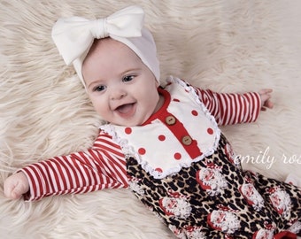 US Baby Girls Romper Christmas Outfits Santa Claus Plaid Jumpsuit SZ 0-18 Months 