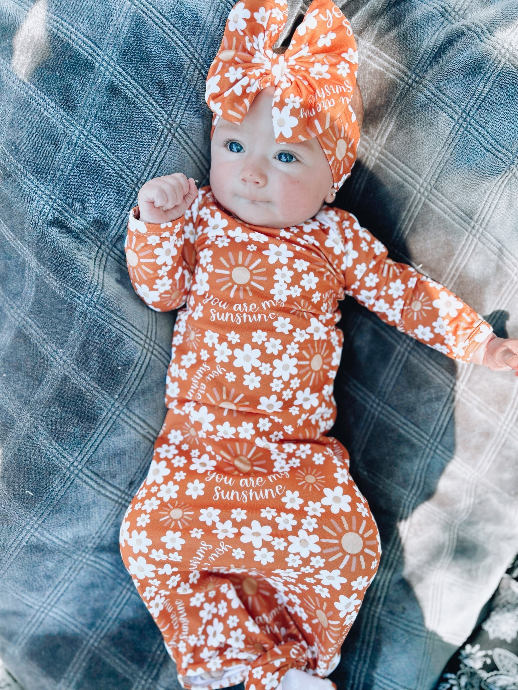 Baby gown, ruffle gown, knotted gown, going home outfit, baby shower gift, newborn gown, baby girl sunshine gown, baby shower, sunshine