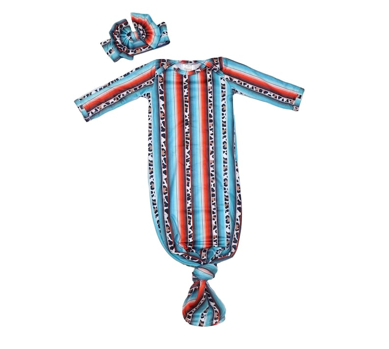 Baby Gown Knotted Gown Tie Gown With Bow Serape Leopard Etsy