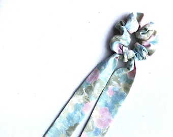 WATERCOLOR SCRUNCHIE & SCARF | scrunchies hair scarves hair tie ponytail holder hair scarf Pastel Watercolor Print scrunchie and hair scarf