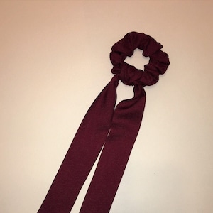 SCRUNCHIE & SCARF | Maroon red scrunchies hair scarves hair tie ponytail wine burgundy