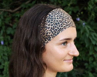 LEOPARD PRINT SPANDEX *buy2get1free* Wide Yoga Headband Handmade Stretch Running Boho Hair Bands Running Headband Animal Print Cycling Dance