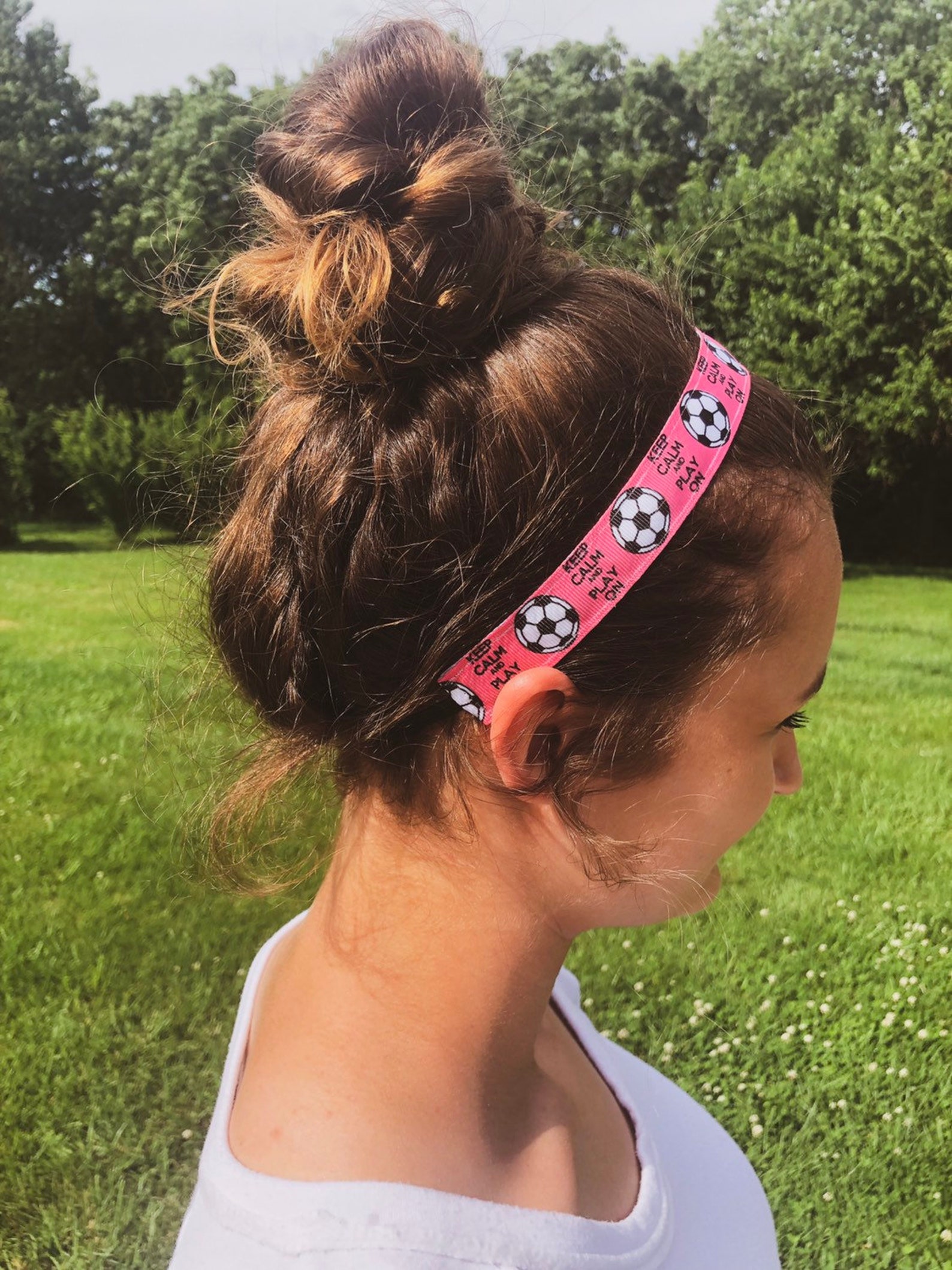 SOCCER Pink Adjustable Headband Non slip Velvet Back Head band Etsy