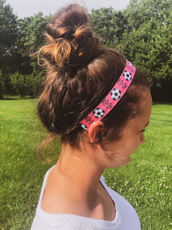 SOCCER Pink Adjustable Headband Non Slip Velvet Back Head  display picture 3