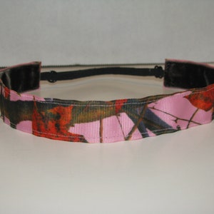 CAMOUFLAGE Headband Non Slip Adjustable Velvet Back Head band Athletic Sports Free Shipping Pink Camo Purple Green Brown Tan Hunting Pink Hunting