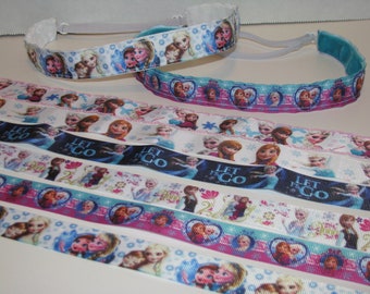 FROZEN Let It Go Headband Adjustable Non slip Velvet Back Head band Athletic Sports  - Elsa Anna Snowman Olaf