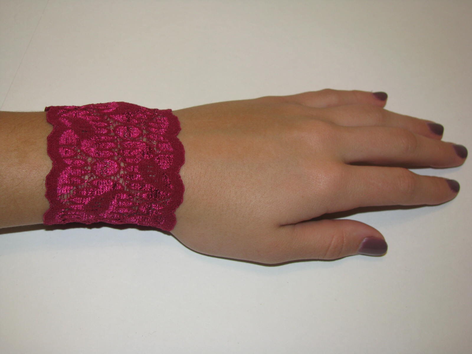ROSE PINK LACE Wrist Cuff, Stretch Lace Bracelet, Arm Band, Tattoo