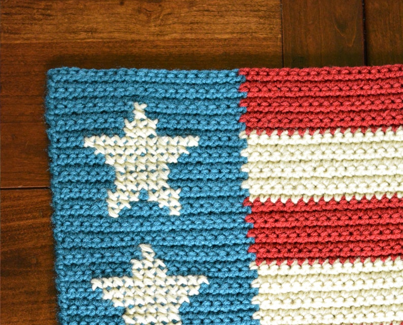 Red, White, and Blue Crochet Table Runner Pattern for the Fourth of July Instant PDF Pattern image 7