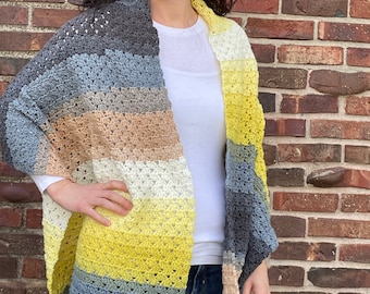 Easy Crochet Shawl Pattern – Double Peephole Design (PDF Download)