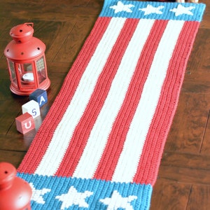 Red, White, and Blue Crochet Table Runner Pattern for the Fourth of July Instant PDF Pattern image 2