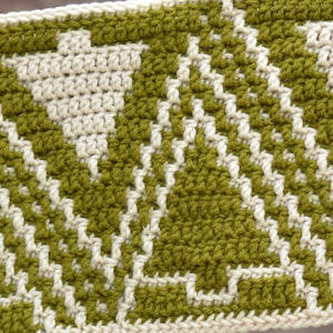 Mosaic Crochet Blanket Strip Pattern - Mosaic Wintergreen Trees Crochet Pattern - Instant PDF Download