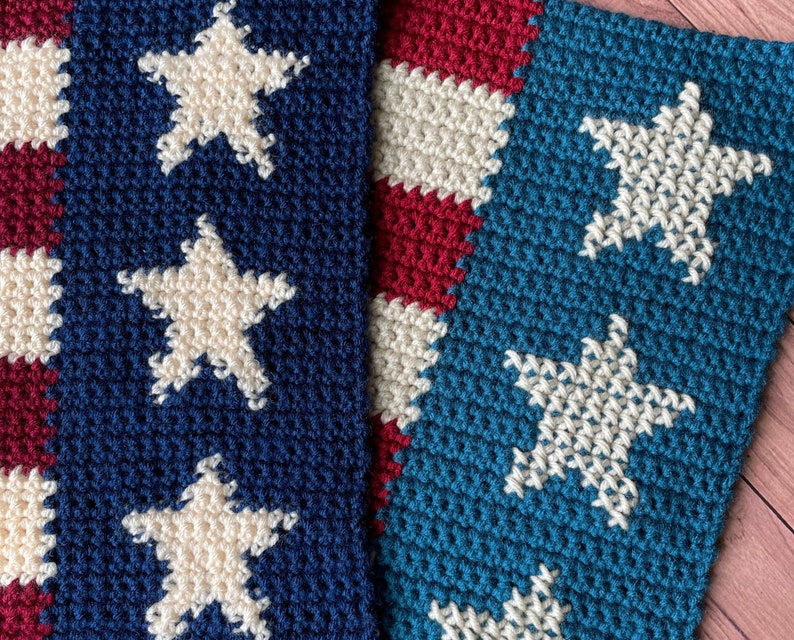 Red, White, and Blue Crochet Table Runner Pattern for the Fourth of July Instant PDF Pattern image 8
