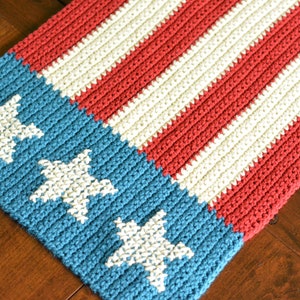 Red, White, and Blue Crochet Table Runner Pattern for the Fourth of July Instant PDF Pattern image 6