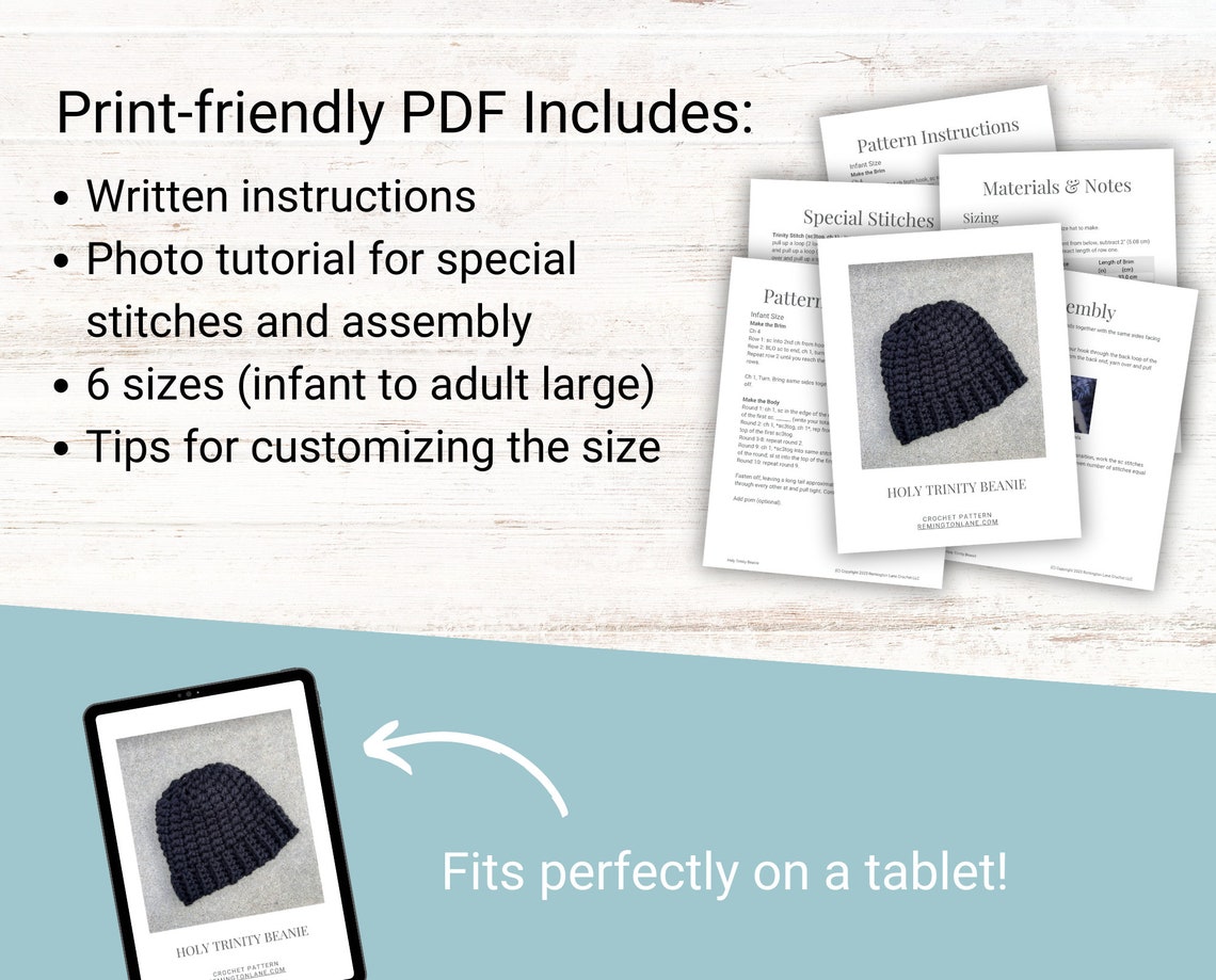 Super Bulky Crochet Beanie Pattern – Beginner Friendly, 6 Sizes (PDF ...
