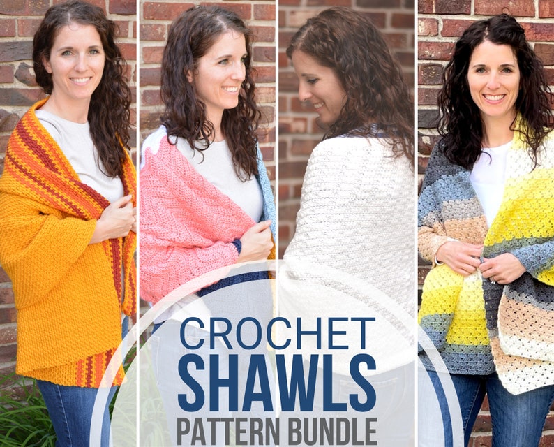 Women's Shawl Crochet Pattern Bundle Instant PDF Download image 1