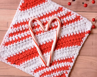 Holiday Striped Crochet Washcloth Pattern – Exfoliating Spa Cloth (PDF Download)